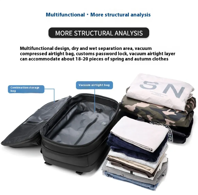 60L vcacuum Compression Travel Backpack