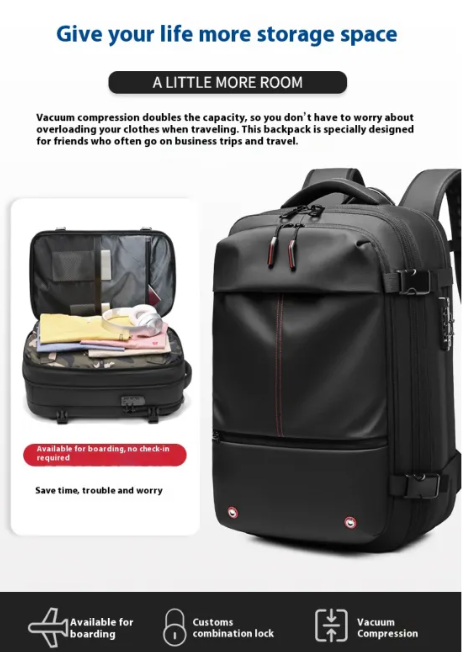 60L vcacuum Compression Travel Backpack